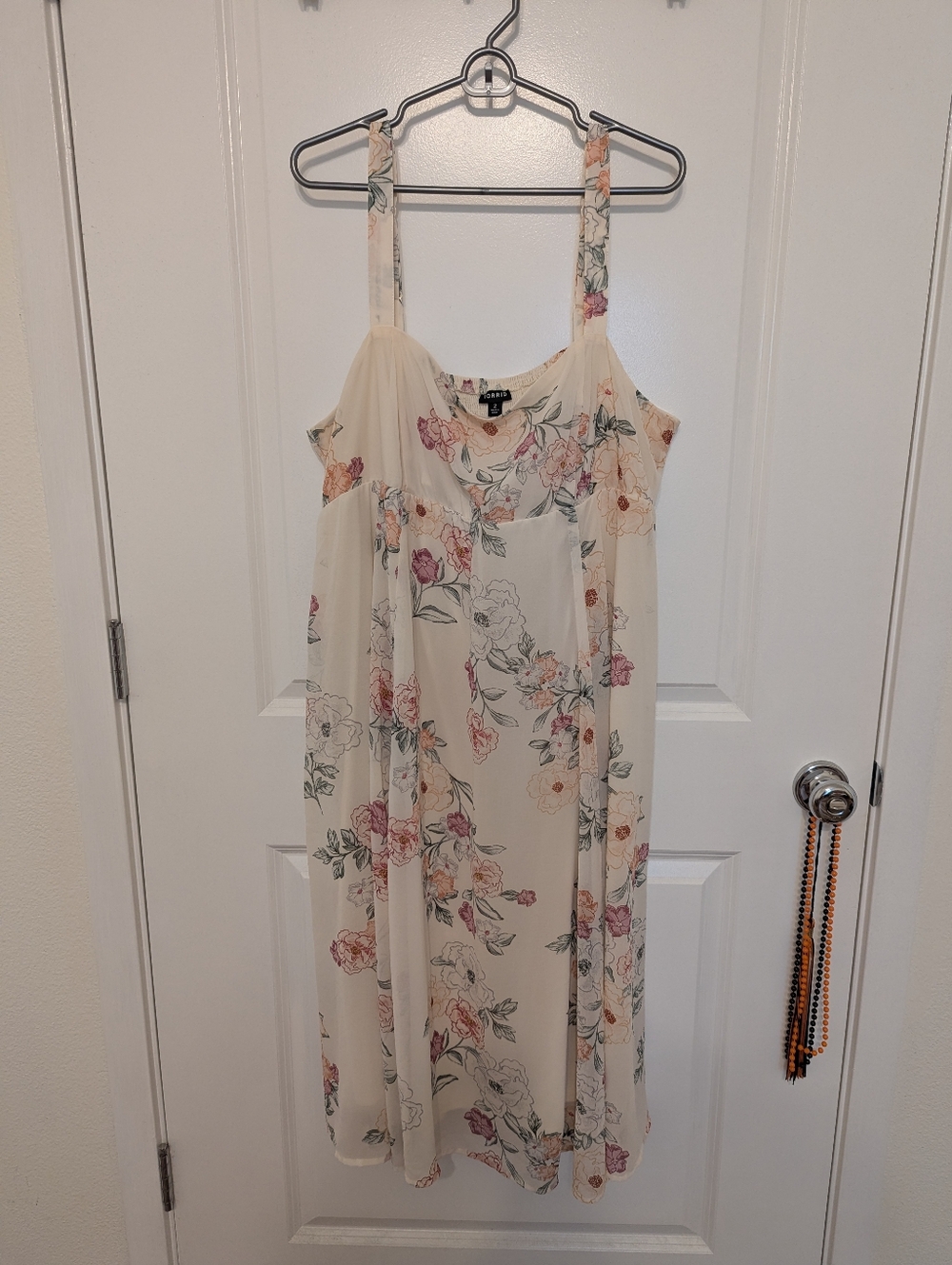 Torrid Floral Cream Chiffon Midi Dress